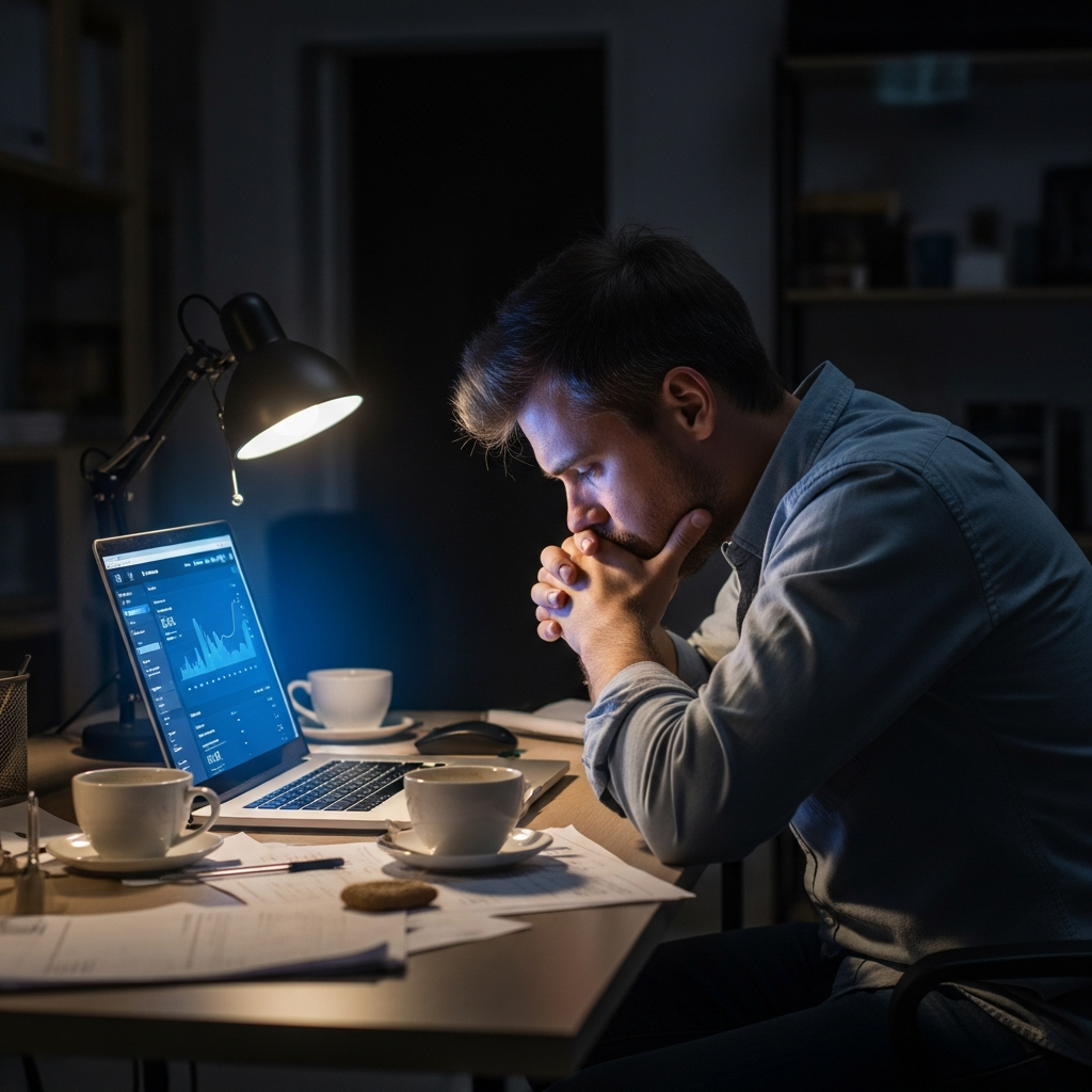 Business owner frustrated with low Google rankings and declining website traffic